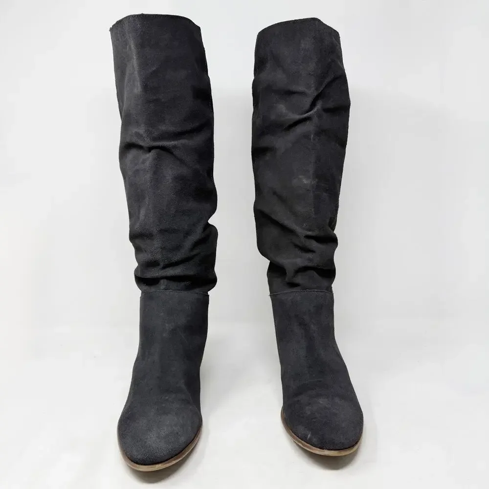 [Steve Madden] Gray Pondrosa Suede Leather Tall Knee High Slouchy Boots Size 9